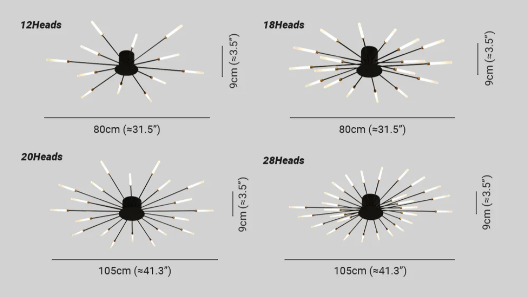 Lámpara de techo moderna con varios brazos de luz para una iluminación potente y elegante.