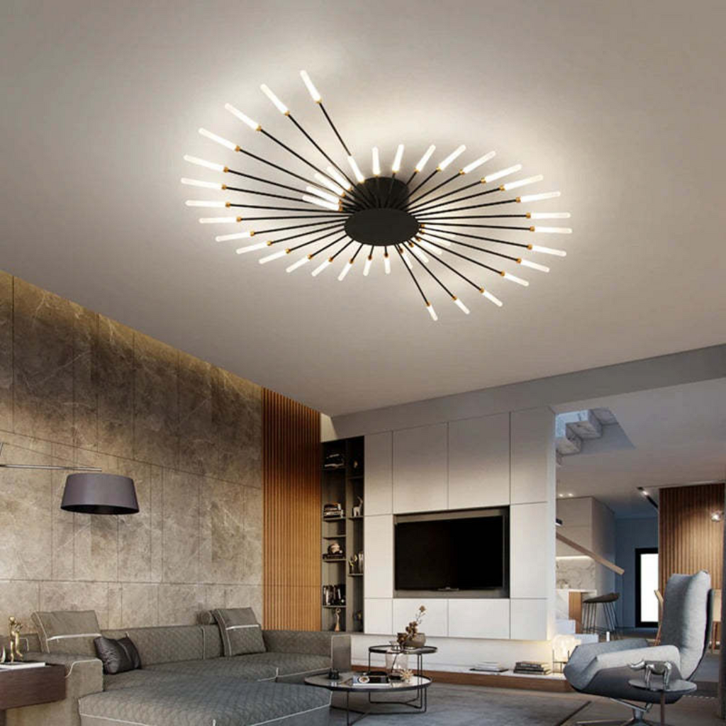 Lámpara de techo moderna con varios brazos de luz para una iluminación potente y elegante.