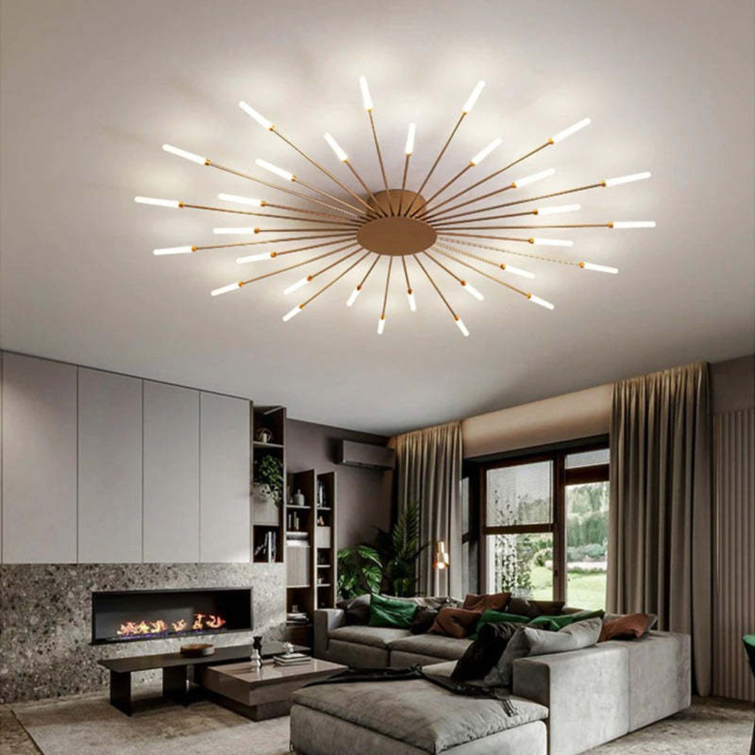 Lámpara de techo moderna con varios brazos de luz para una iluminación potente y elegante.