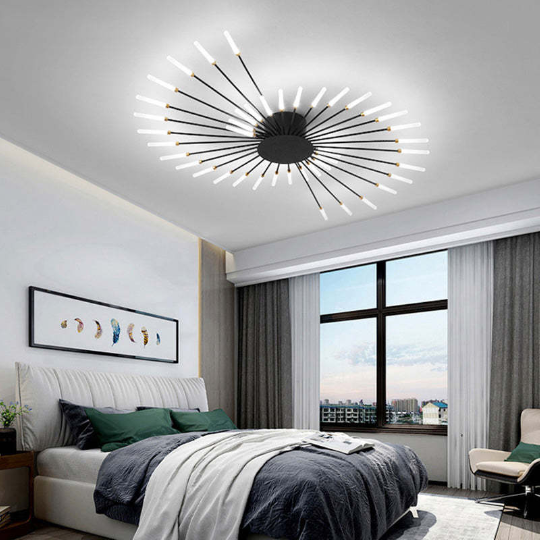 Lámpara de techo moderna con varios brazos de luz para una iluminación potente y elegante.