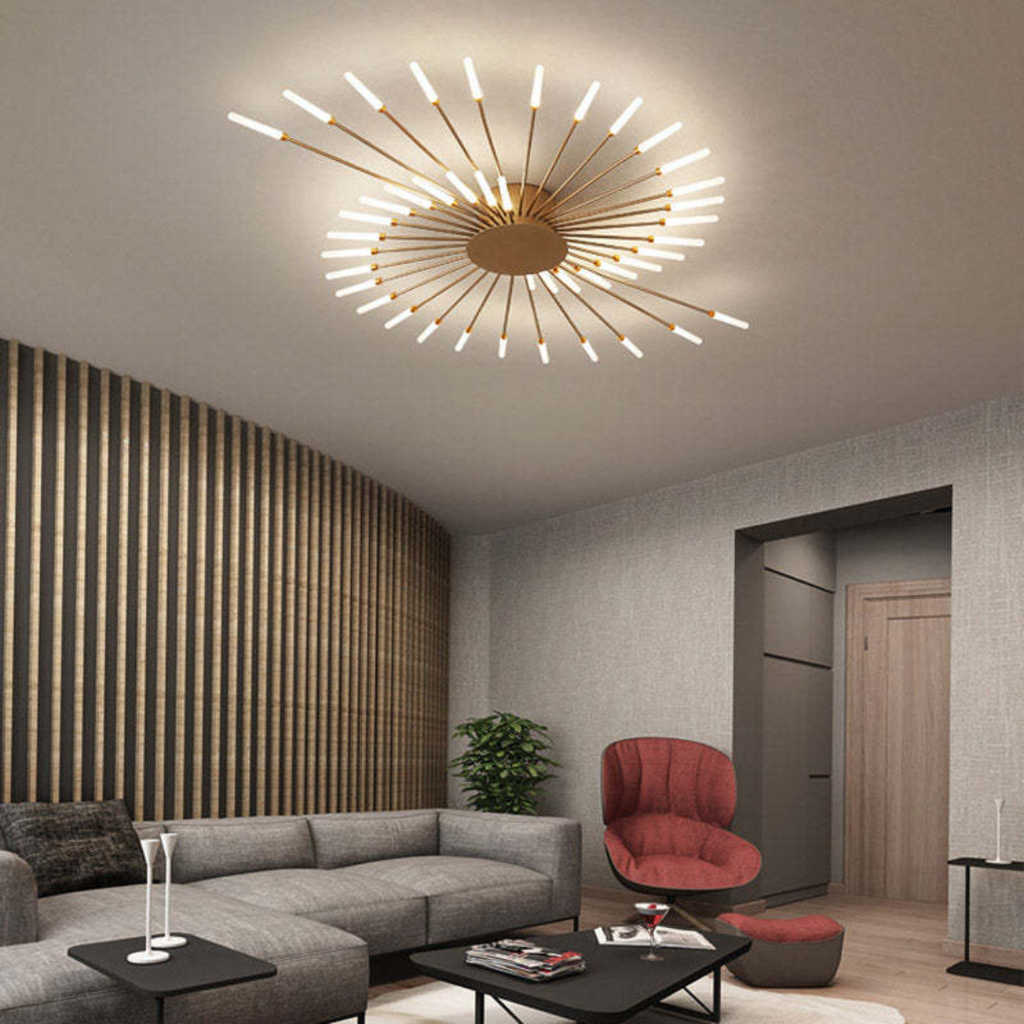 Lámpara de techo moderna con varios brazos de luz para una iluminación potente y elegante.