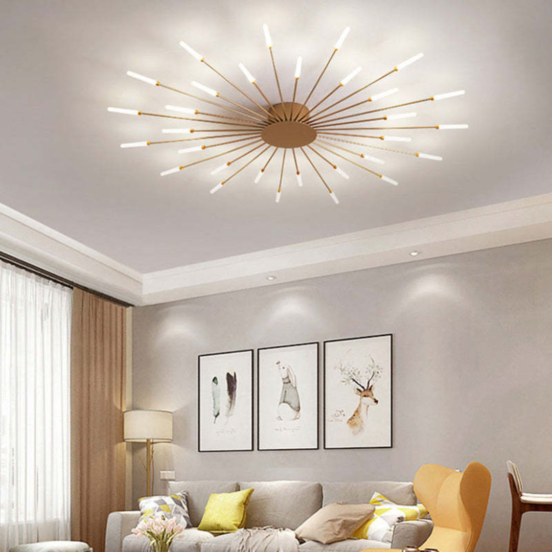 Lámpara de techo moderna con varios brazos de luz para una iluminación potente y elegante.