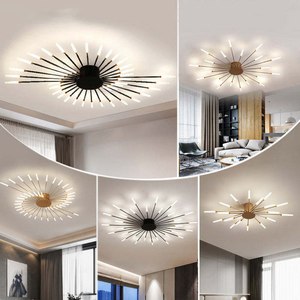 Lámpara de techo moderna con varios brazos de luz para una iluminación potente y elegante.