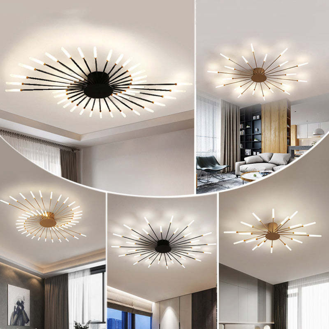 Lámpara de techo moderna con varios brazos de luz para una iluminación potente y elegante.