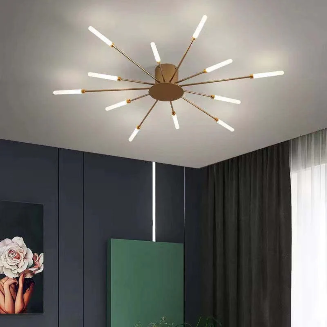 Lámpara de techo moderna con varios brazos de luz para una iluminación potente y elegante.