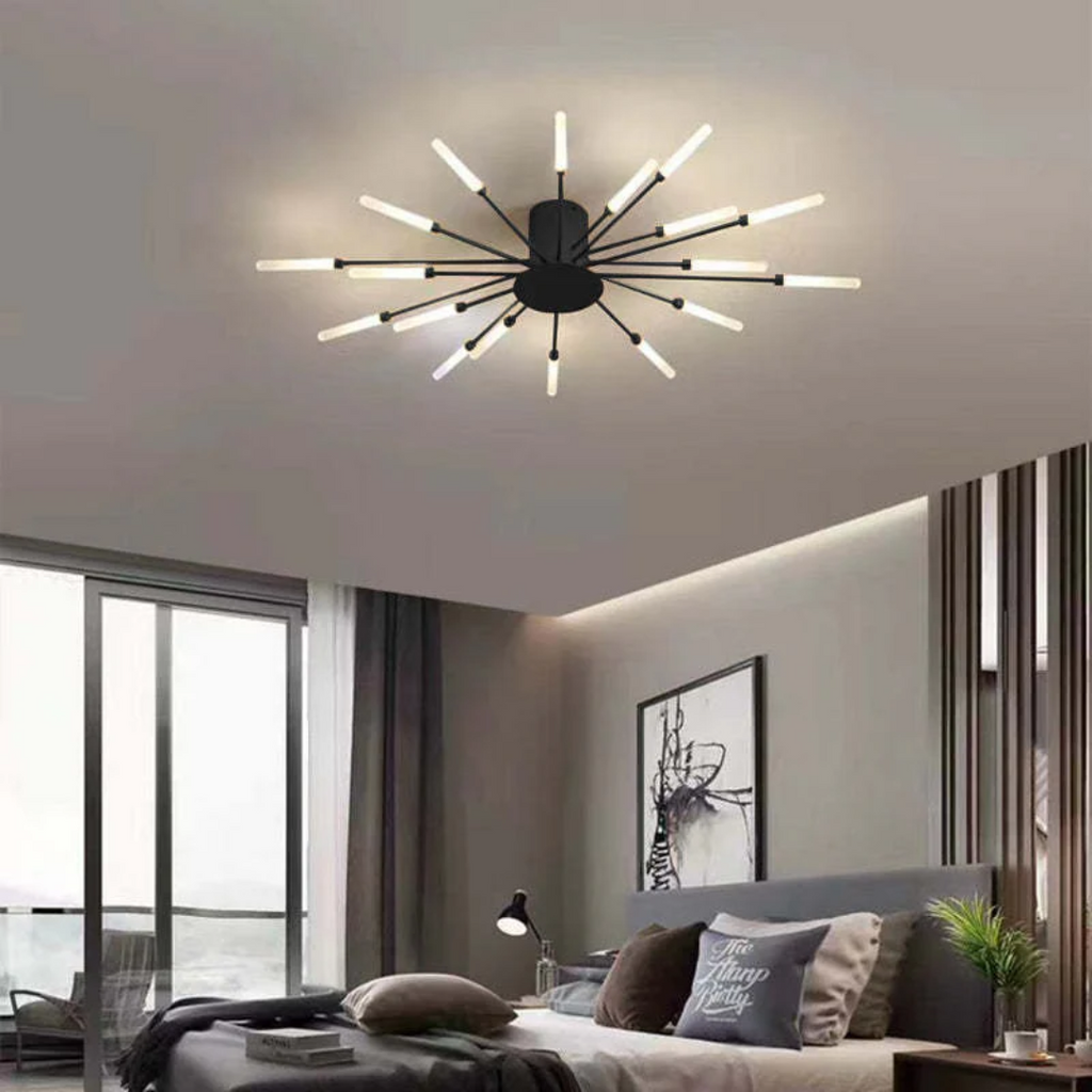 Lámpara de techo moderna con varios brazos de luz para una iluminación potente y elegante.