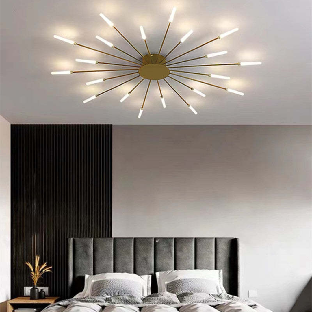 Lámpara de techo moderna con varios brazos de luz para una iluminación potente y elegante.