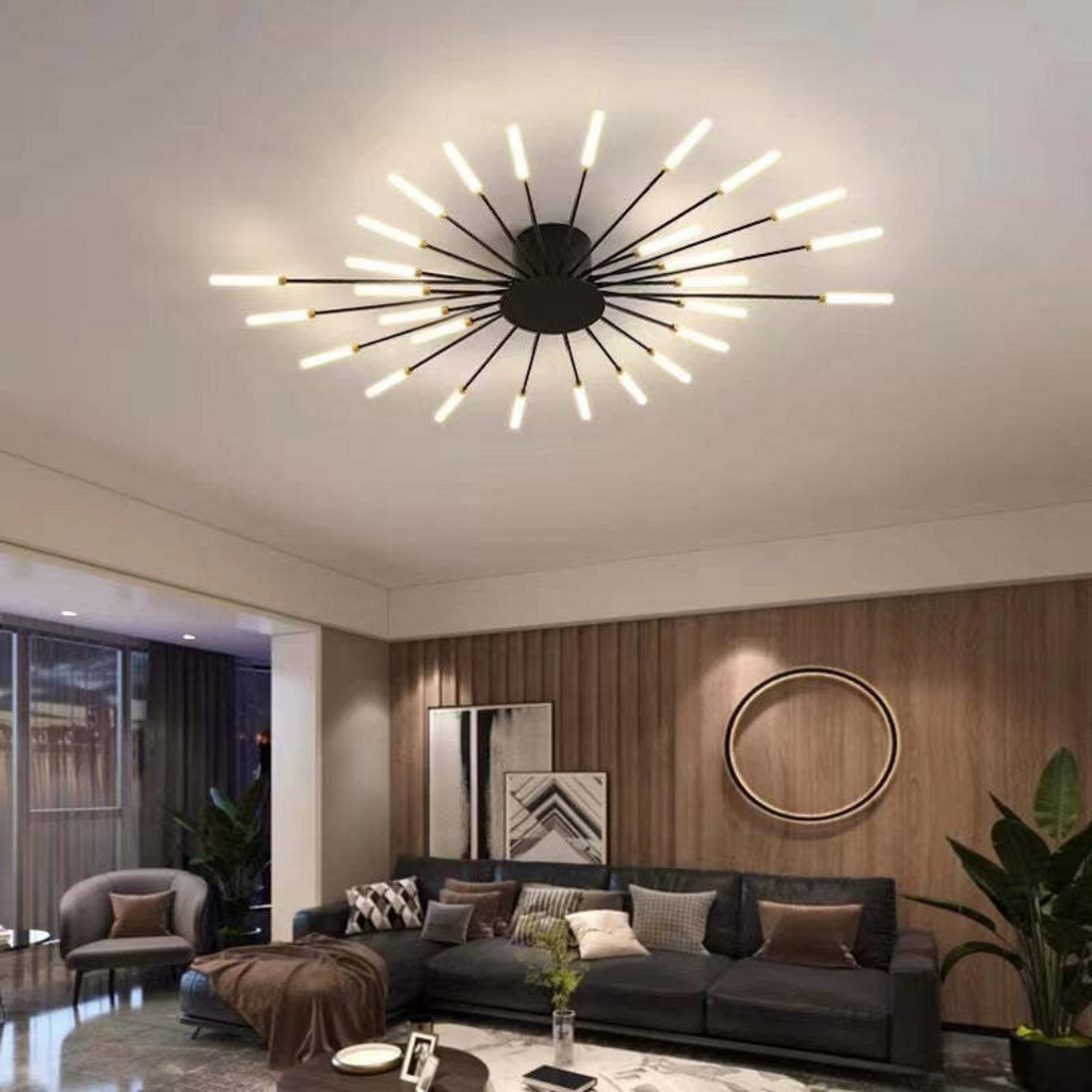 Lámpara de techo moderna con varios brazos de luz para una iluminación potente y elegante.