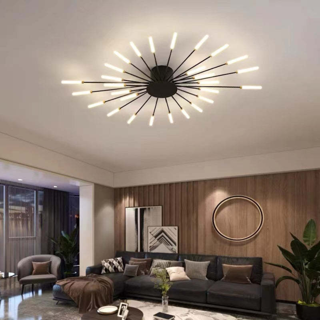 Lámpara de techo moderna con varios brazos de luz para una iluminación potente y elegante.