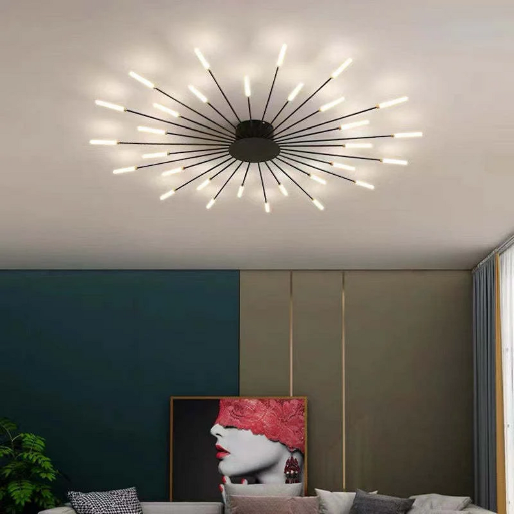 Lámpara de techo moderna con varios brazos de luz para una iluminación potente y elegante.