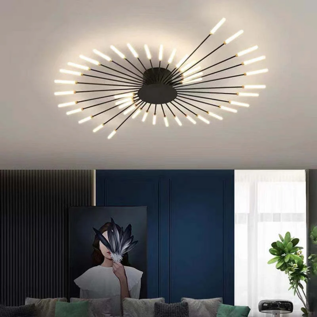 Lámpara de techo moderna con varios brazos de luz para una iluminación potente y elegante.