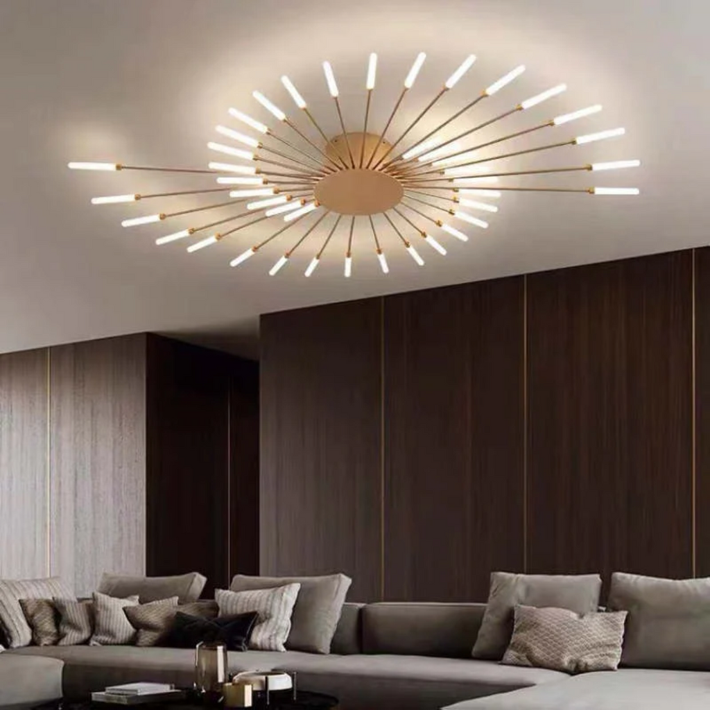 Lámpara de techo moderna con varios brazos de luz para una iluminación potente y elegante.