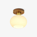 Lámpara de techo Nogal Cobre Cristal Blanco Ø18cm Sala de estar Dormitorio Pasillo Globo Opal Luz de techo Iluminación ambiental retro