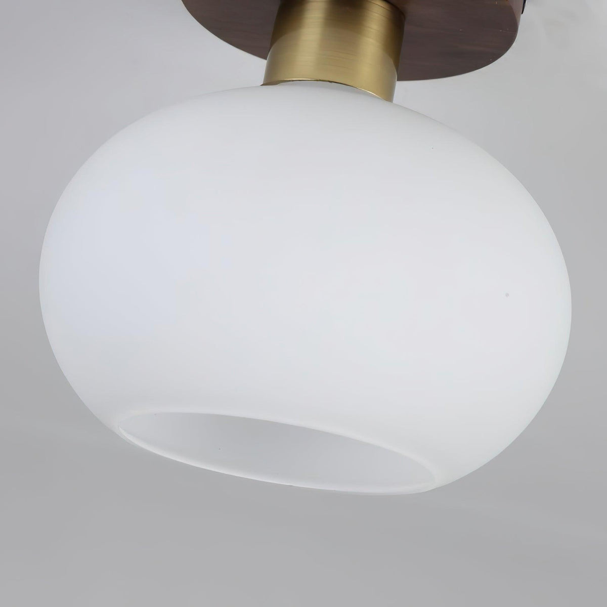 Lámpara de techo Nogal Cobre Cristal Blanco Ø18cm Sala de estar Dormitorio Pasillo Globo Opal Luz de techo Iluminación ambiental retro