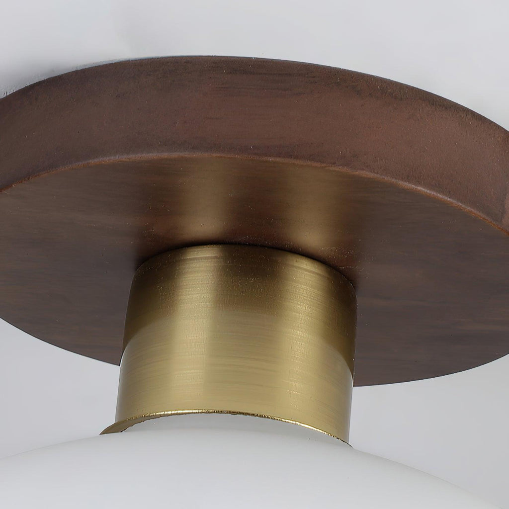 Lámpara de techo Nogal Cobre Cristal Blanco Ø18cm Sala de estar Dormitorio Pasillo Globo Opal Luz de techo Iluminación ambiental retro
