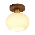 Lámpara de techo Nogal Cobre Cristal Blanco Ø18cm Sala de estar Dormitorio Pasillo Globo Opal Luz de techo Iluminación ambiental retro