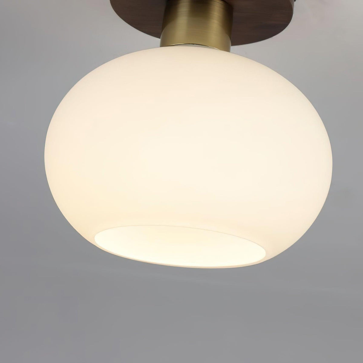 Lámpara de techo Nogal Cobre Cristal Blanco Ø18cm Sala de estar Dormitorio Pasillo Globo Opal Luz de techo Iluminación ambiental retro