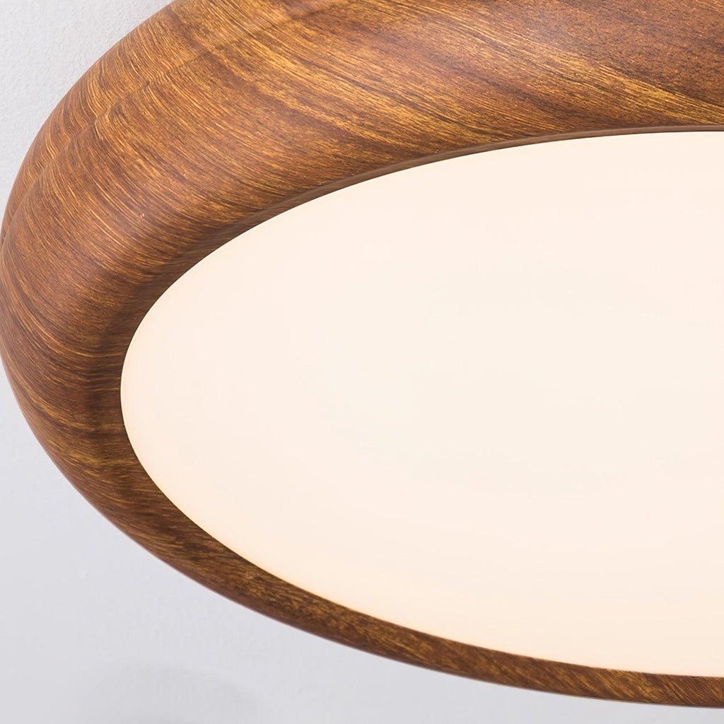 Lámpara de techo redonda con acabado de madera