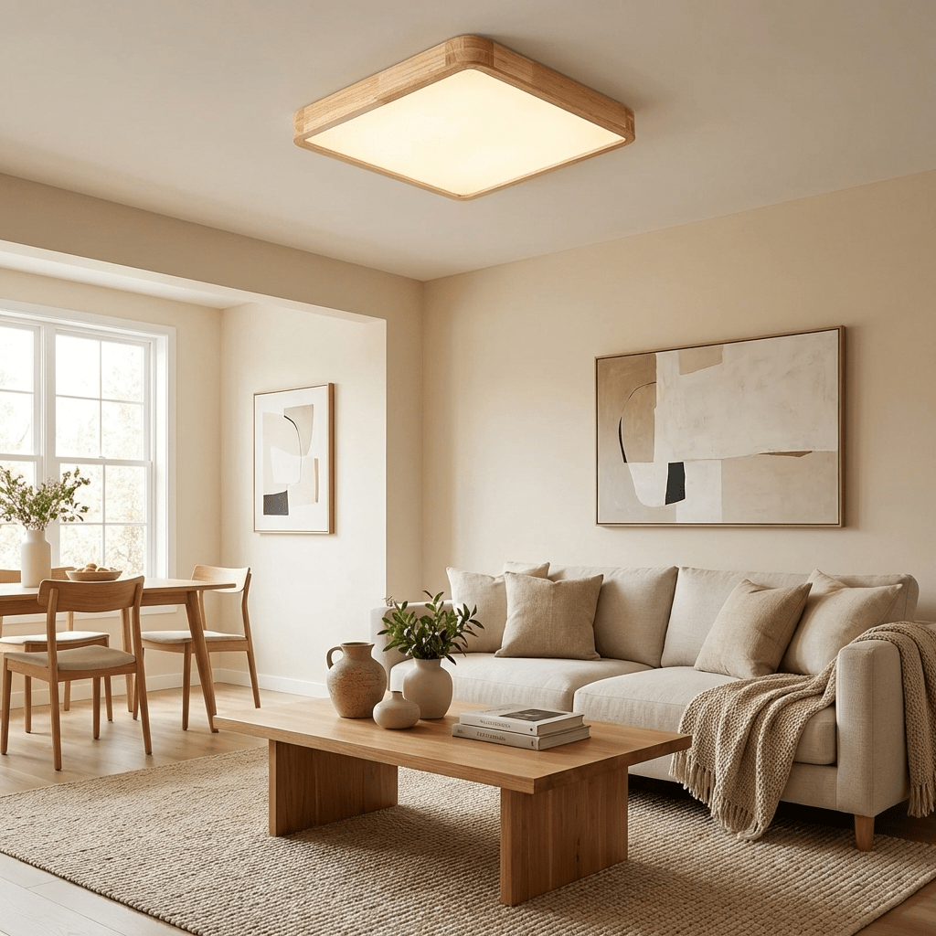 Lámpara de techo geométrica moderna de madera