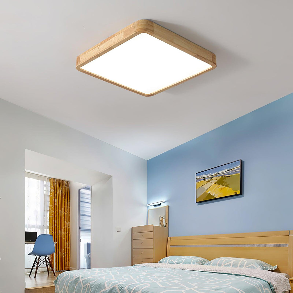 Lámpara de techo geométrica moderna de madera