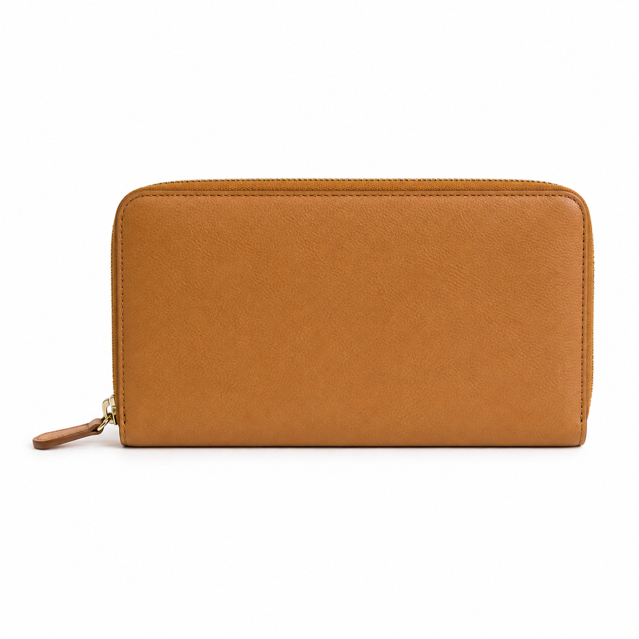 Cartera de cuero marrón vista frontal