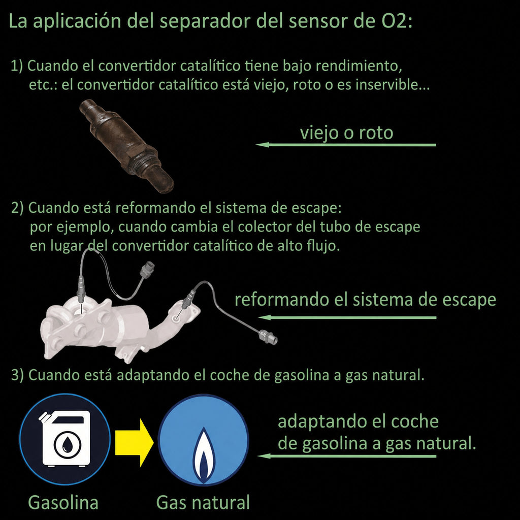 Adaptador de sensor de O2 CEL Fix con mini convertidor catalítico M18x1.5
