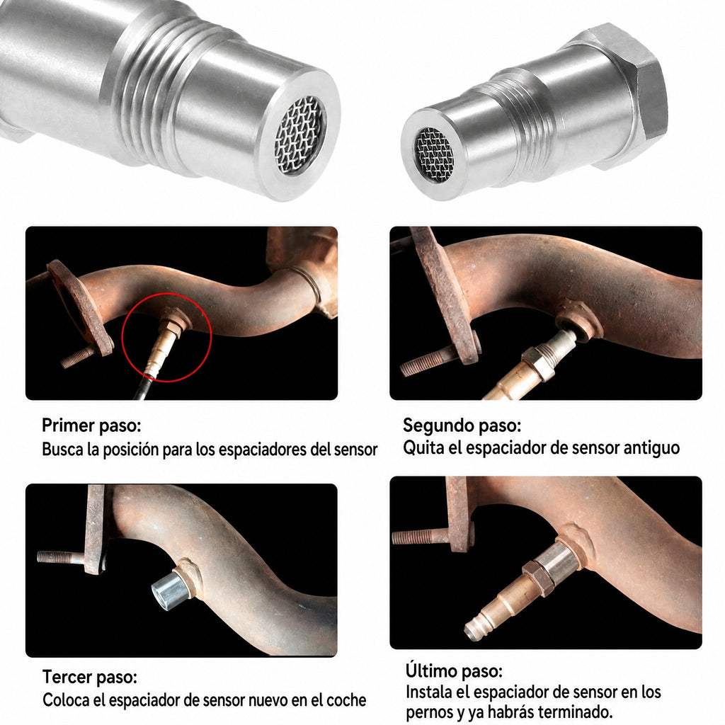 Adaptador de sensor de O2 CEL Fix con mini convertidor catalítico M18x1.5