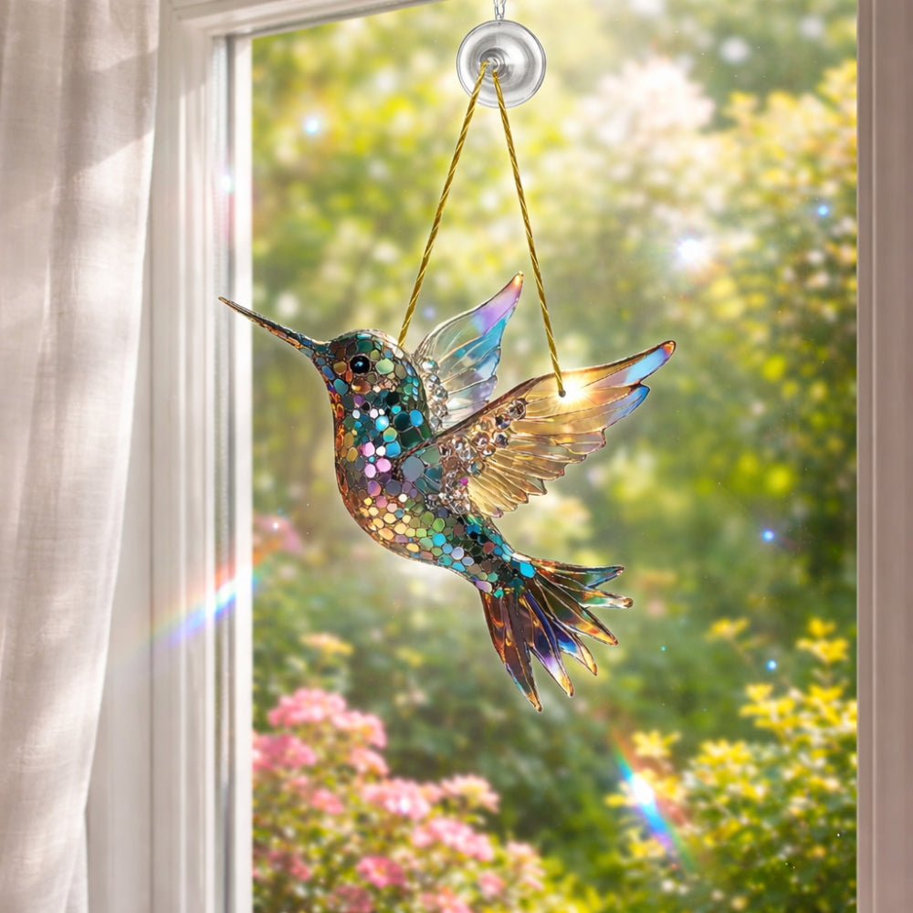 Adorno colgante de colibrí para ventana y pared tipo suncatcher