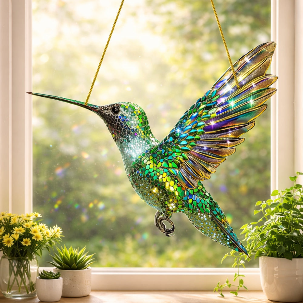 Adorno colgante de colibrí para ventana y pared tipo suncatcher