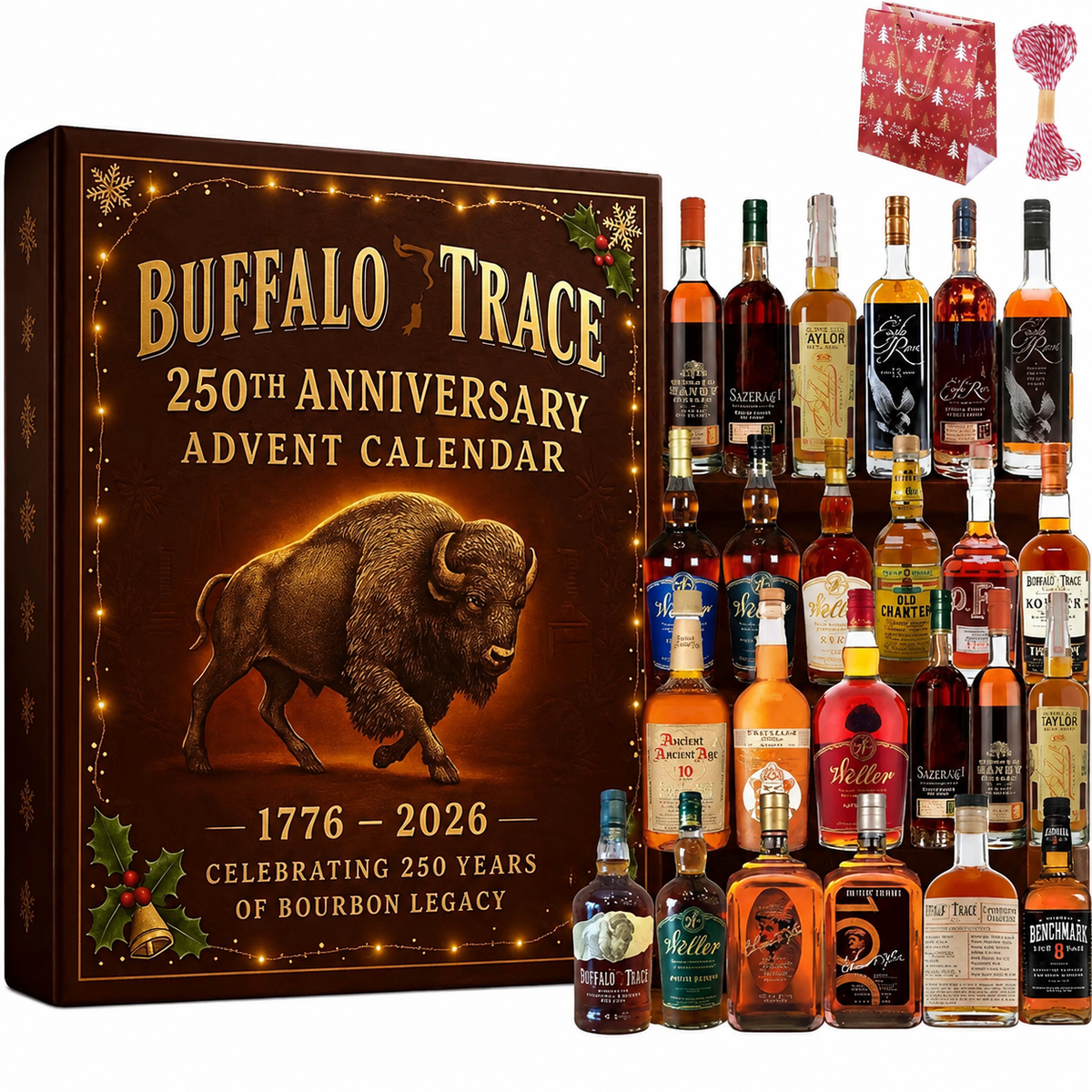Adorno de calendario de Adviento con cuenta atrás de Whiskey Bourbon para regalar