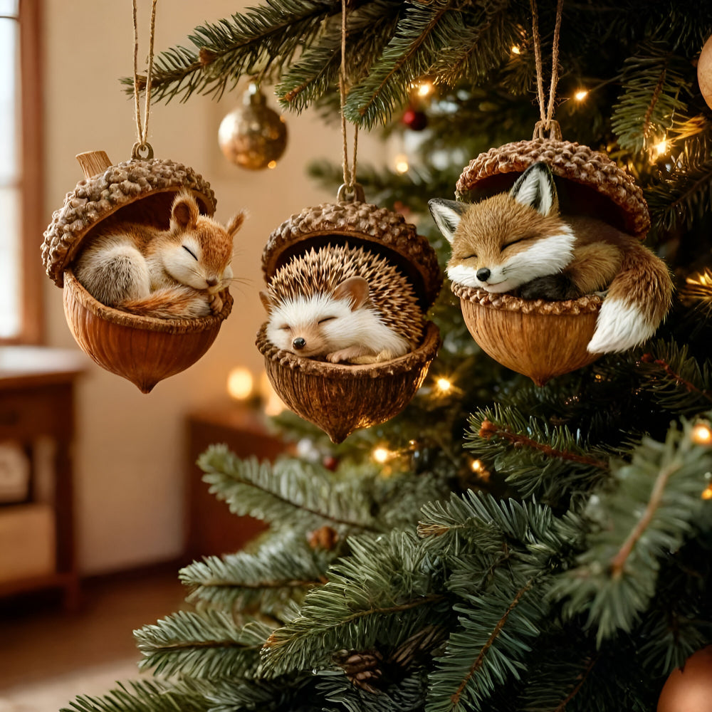 Adornos de Navidad Animal del bosque Bellota Decoración para árbol