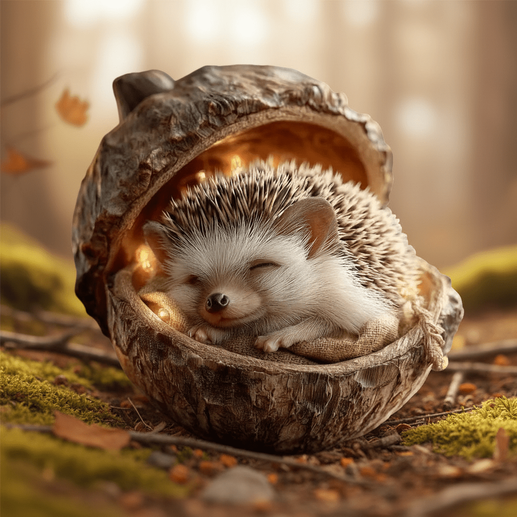 Adornos navideños hechos a mano para árbol con bellotas y animales del bosque