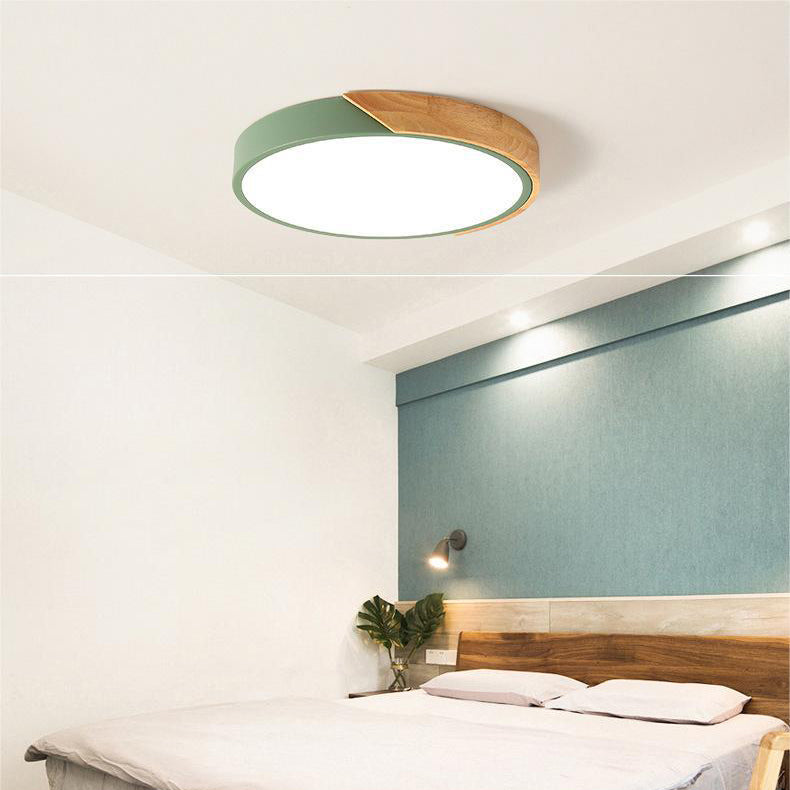 Aelora | Lámpara de techo circular nórdica de madera con luz cálida