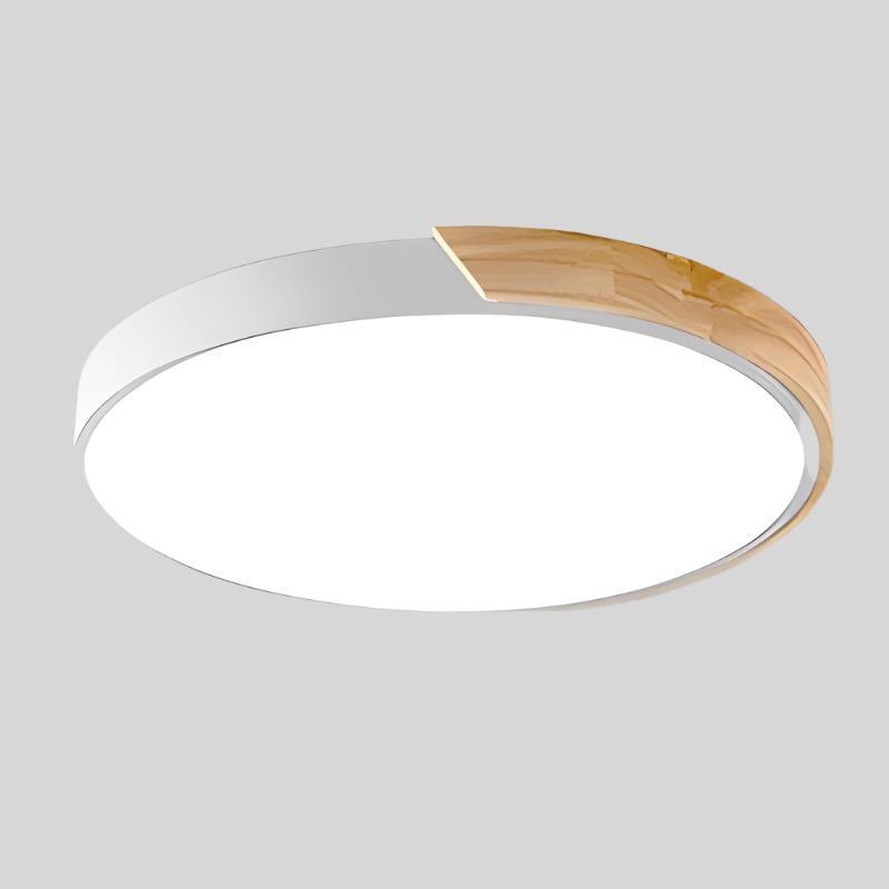 Aelora | Lámpara de techo circular nórdica de madera con luz cálida