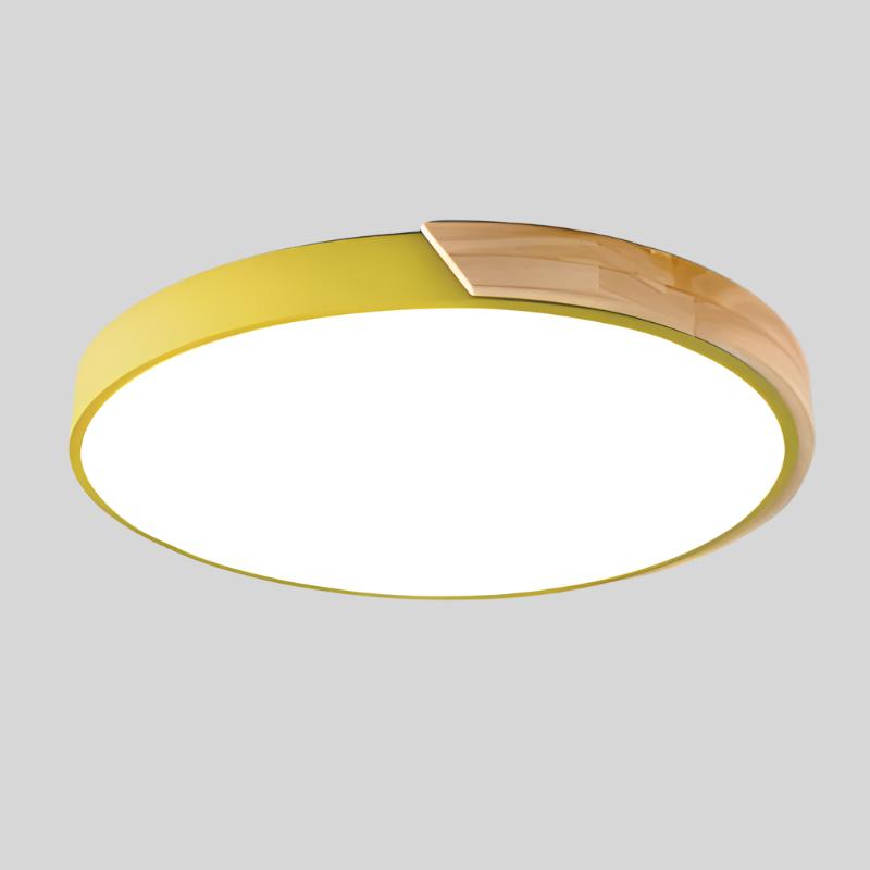 Aelora | Lámpara de techo circular nórdica de madera con luz cálida