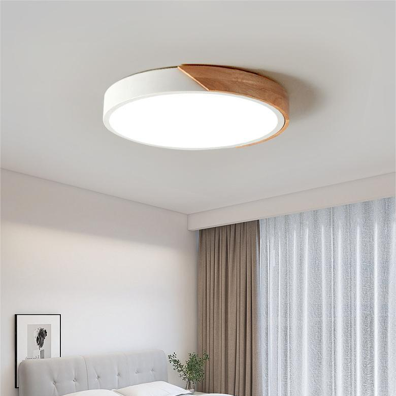 Aelora | Lámpara de techo circular nórdica de madera con luz cálida