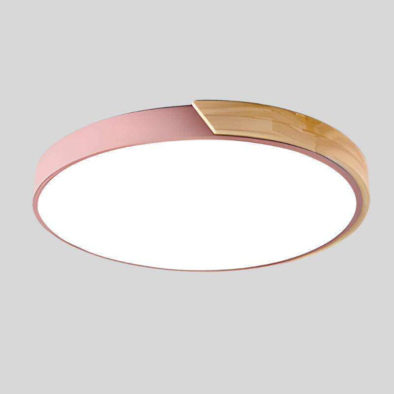 Aelora | Lámpara de techo circular nórdica de madera con luz cálida