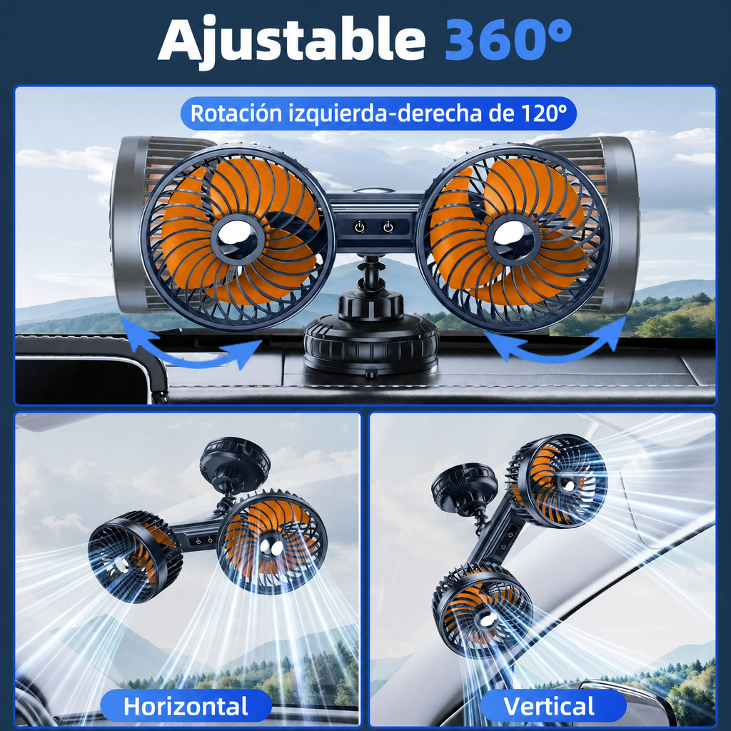 AeroBreeze Car Fan | Ventilador inalámbrico con batería de 4000 mAh y 3 velocidades