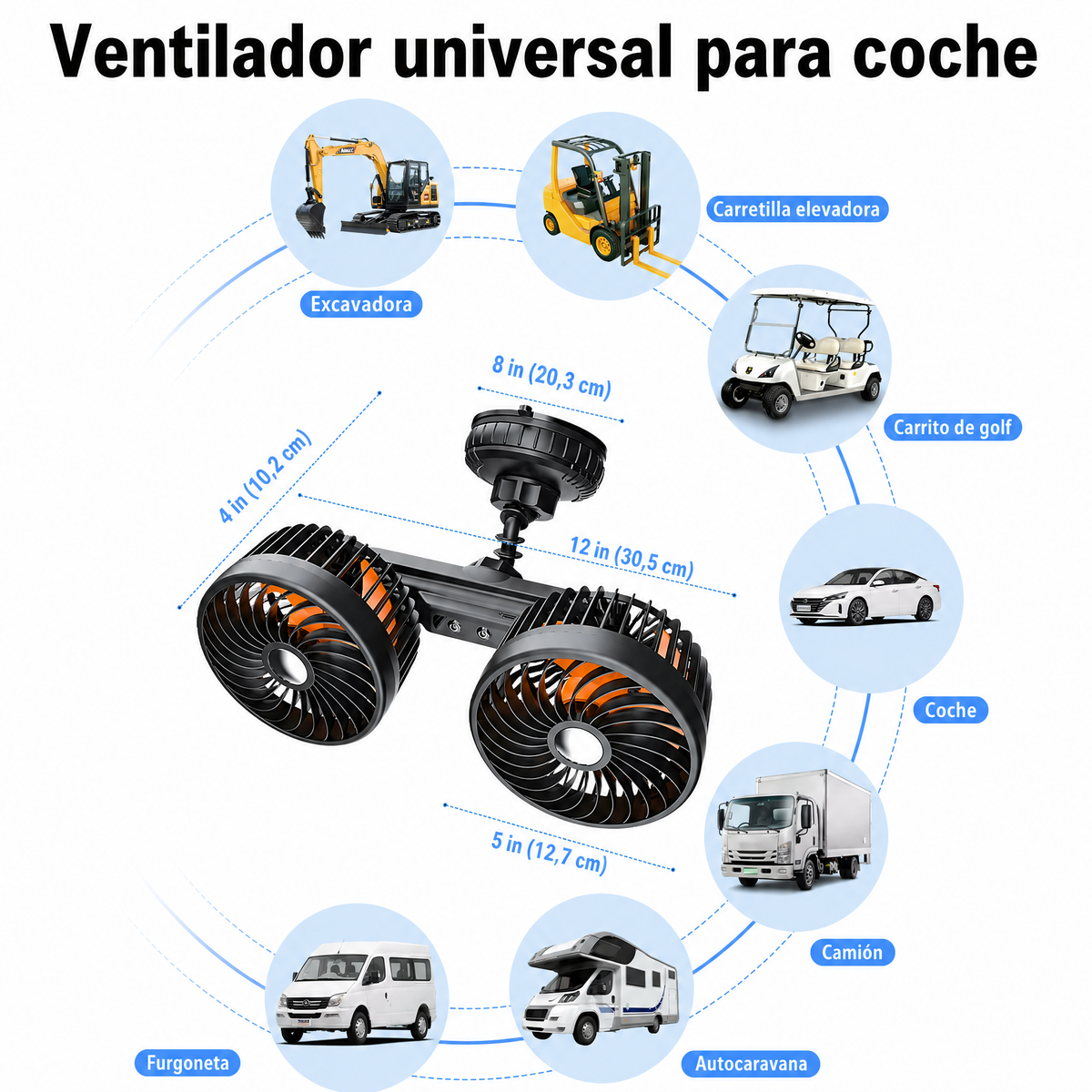AeroBreeze Car Fan | Ventilador inalámbrico con batería de 4000 mAh y 3 velocidades