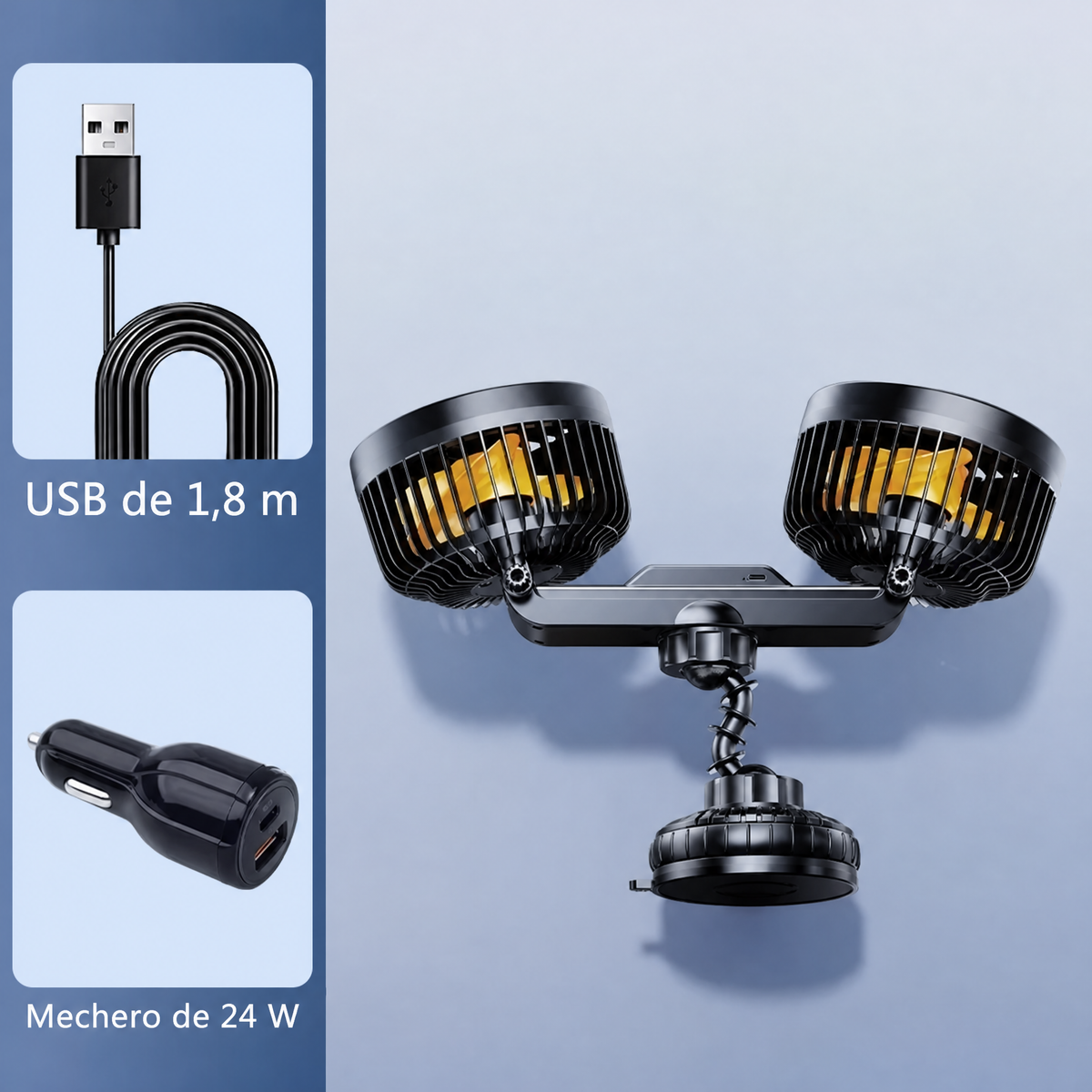 AeroBreeze Car Fan | Ventilador inalámbrico con batería de 4000 mAh y 3 velocidades