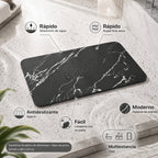 Alfombrilla de baño de secado rápido de piedra de diatomeas antideslizante con diseño mármol
