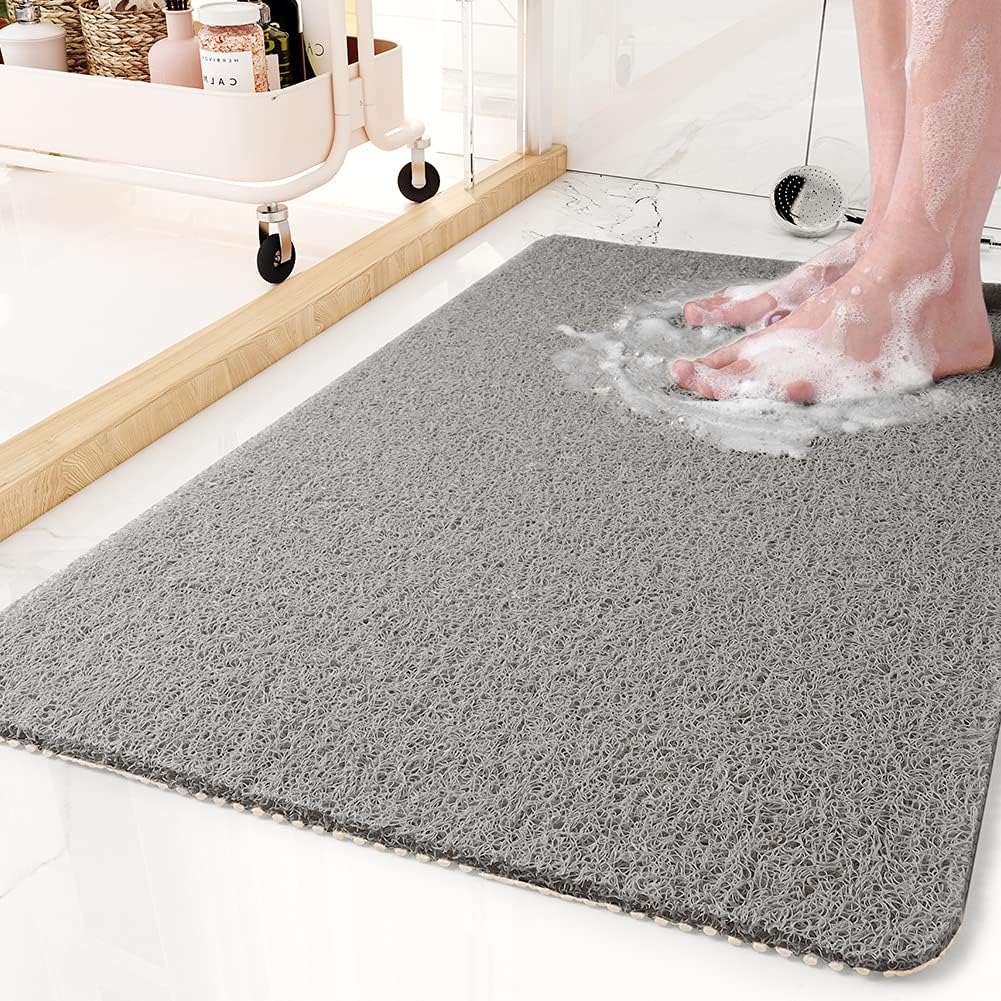 Alfombrilla de ducha antideslizante – Suave, segura, fácil de limpiar, tamaño personalizable, drenaje rápido del agua
