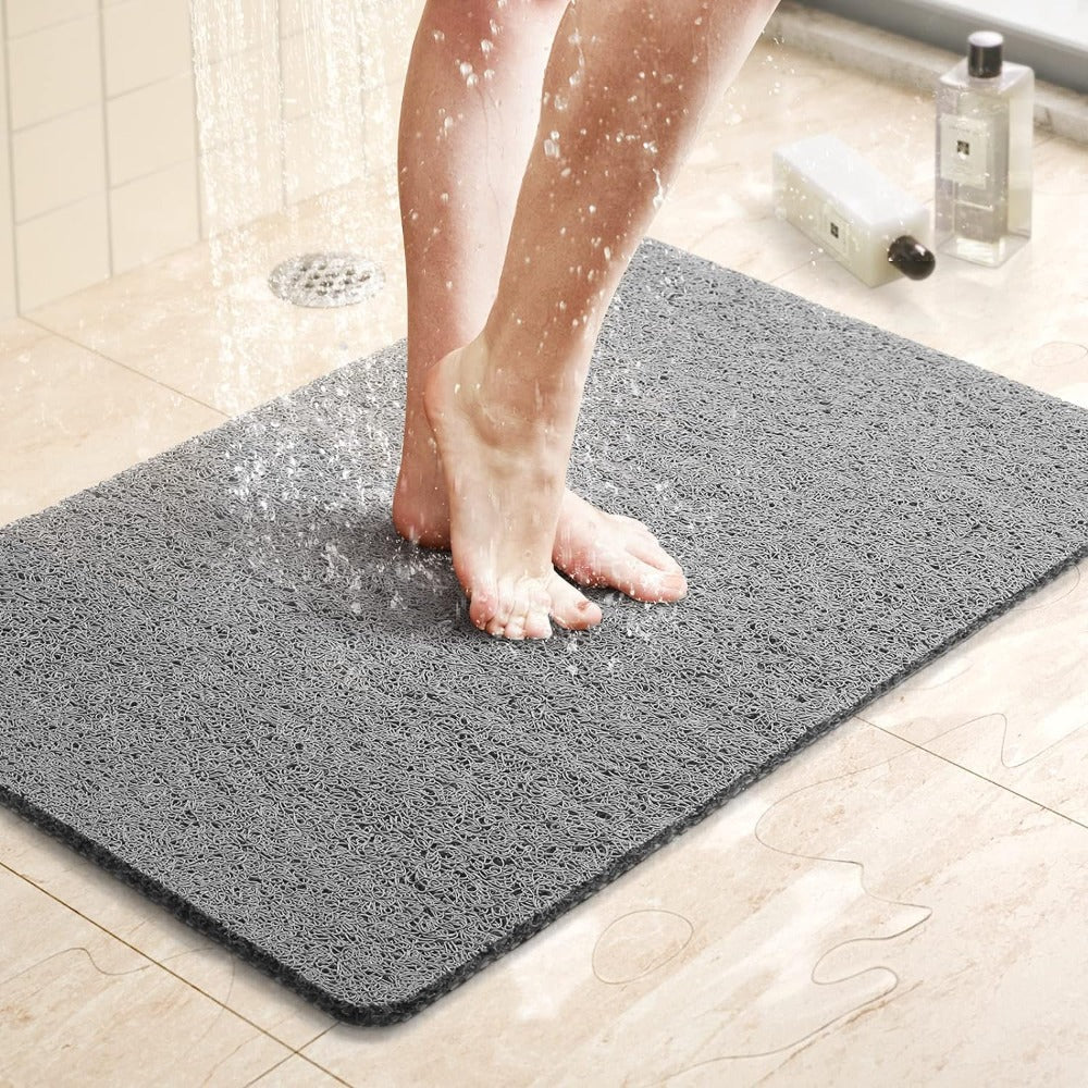 Alfombrilla de ducha antideslizante – Suave, segura, fácil de limpiar, tamaño personalizable, drenaje rápido del agua