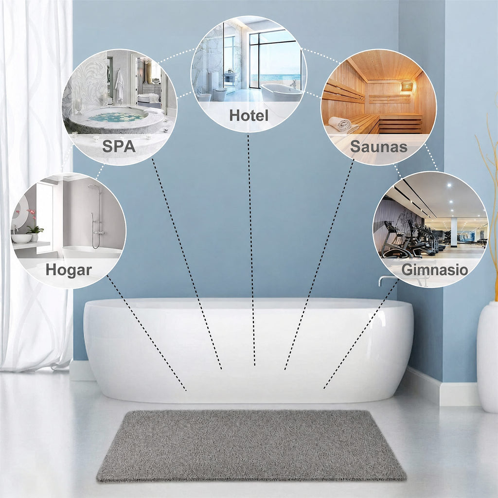 Alfombrilla de ducha antideslizante – Suave, segura, fácil de limpiar, tamaño personalizable, drenaje rápido del agua