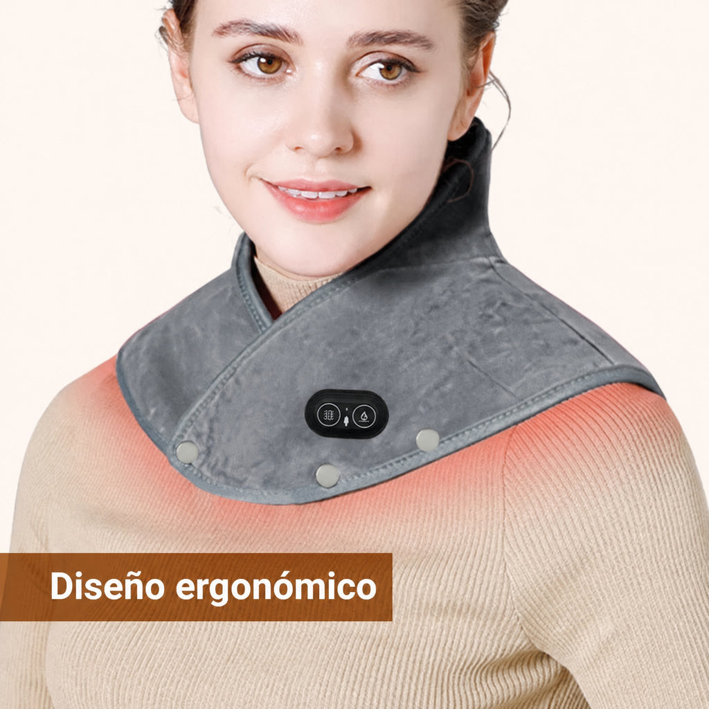 Almohadilla eléctrica térmica para cuello y hombros con vibración
