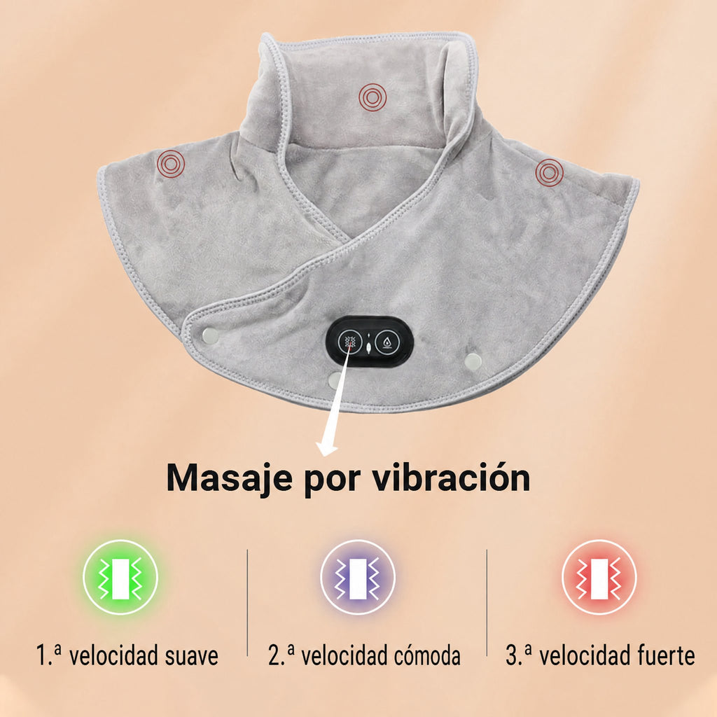 Almohadilla eléctrica térmica para cuello y hombros con vibración