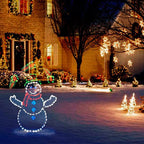 Animated LED Snowball Fight Light | Decoración navideña exterior con muñeco de nieve y pingüino