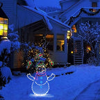 Animated LED Snowball Fight Light | Decoración navideña exterior con muñeco de nieve y pingüino