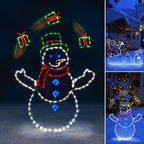 Animated LED Snowball Fight Light | Decoración navideña exterior con muñeco de nieve y pingüino