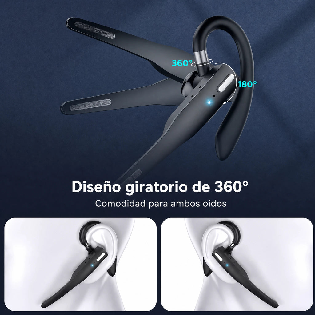 Auricular manos libres inalámbrico Bluetooth 5.1 con doble micrófono para camionero con cancelación de ruido